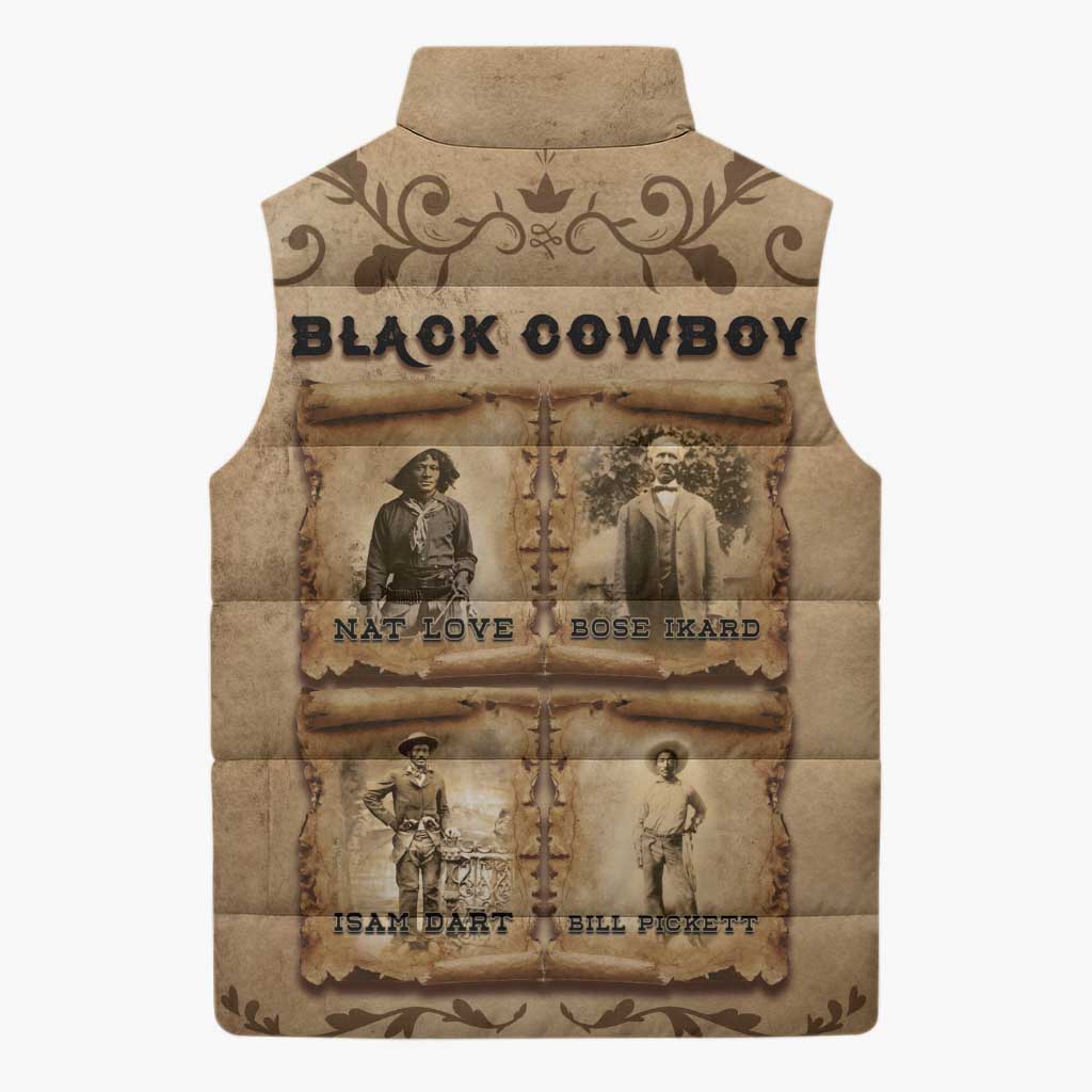 Black Cowboy Sleeveless Puffer Jacket Melanin Black History Western Grunge - Wonder Print Shop