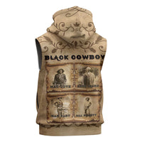 Black Cowboy Sleeveless Zip Hoodie Melanin Black History Western Grunge - Wonder Print Shop