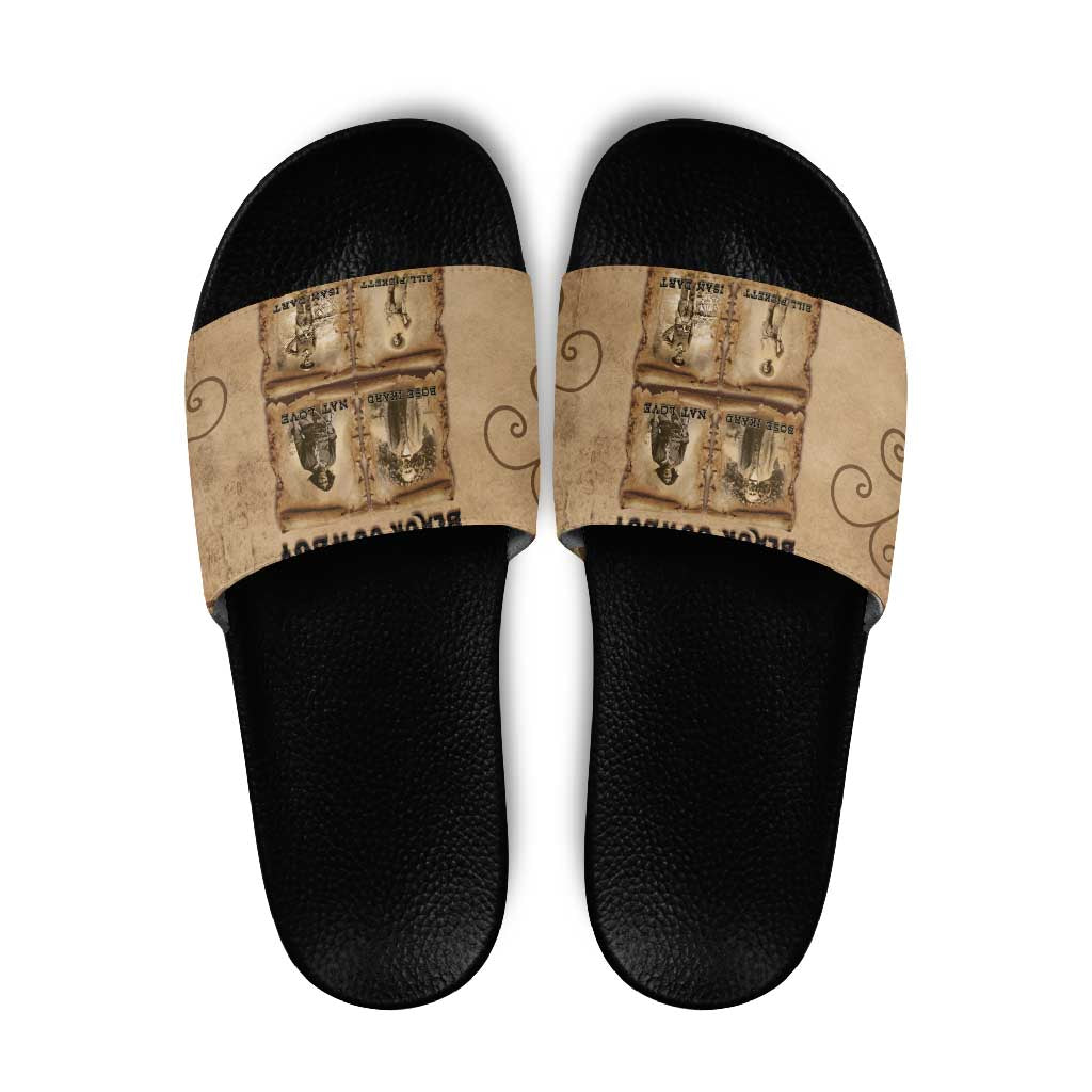 Black Cowboy Slide Sandals Melanin Black History Western Grunge - Wonder Print Shop