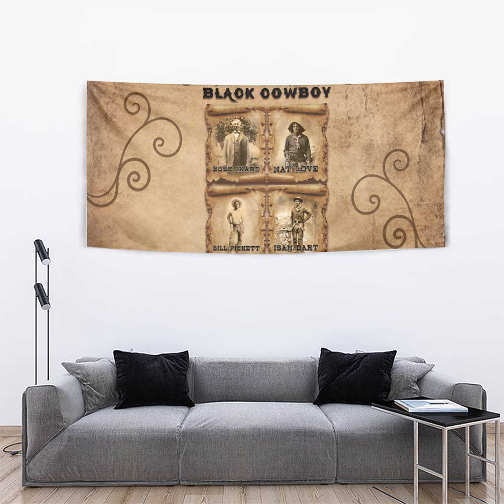 Black Cowboy Tapestry Melanin Black History Western Grunge - Wonder Print Shop