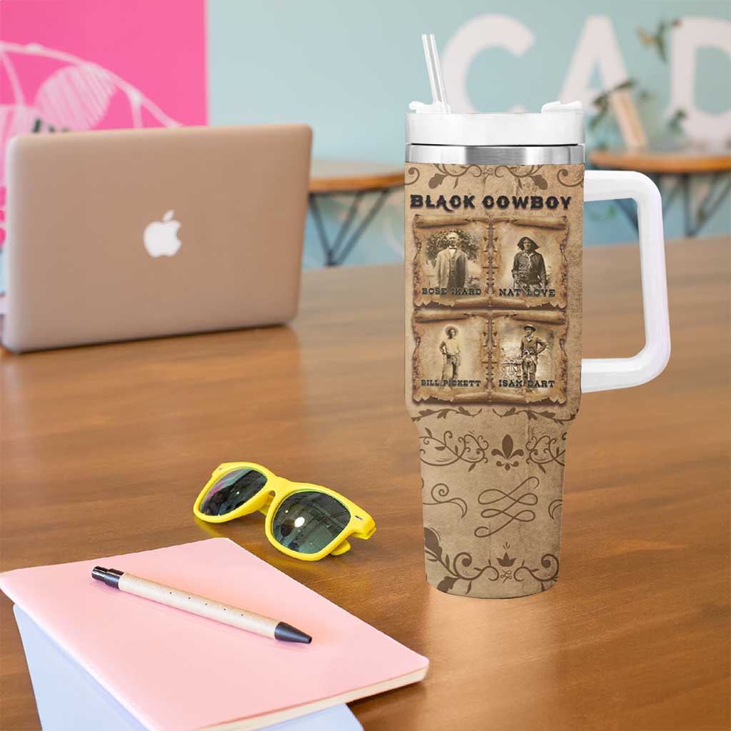 Black Cowboy Tumbler With Handle Melanin Black History Western Grunge - Wonder Print Shop