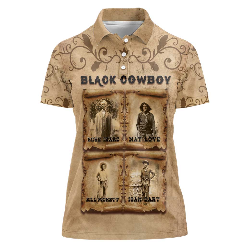 Black Cowboy Women Polo Shirt Melanin Black History Western Grunge - Wonder Print Shop