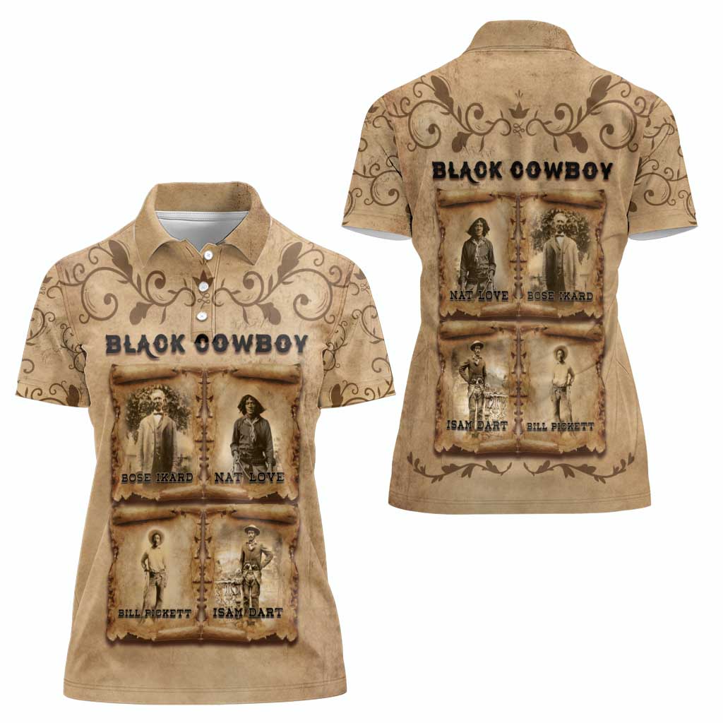 Black Cowboy Women Polo Shirt Melanin Black History Western Grunge - Wonder Print Shop