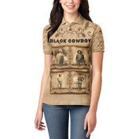 Black Cowboy Women Polo Shirt Melanin Black History Western Grunge - Wonder Print Shop