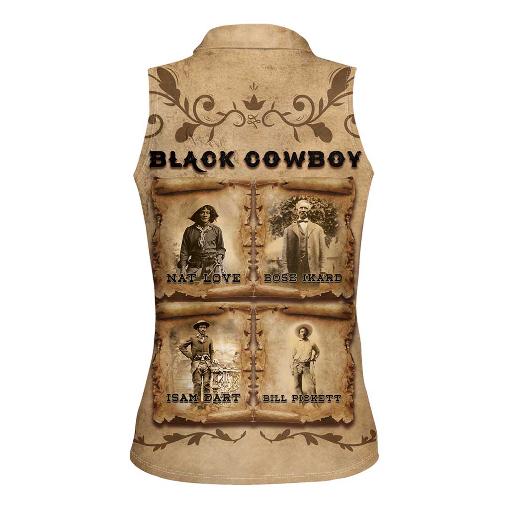 Black Cowboy Women Sleeveless Polo Shirt Melanin Black History Western Grunge - Wonder Print Shop
