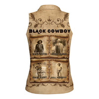 Black Cowboy Women Sleeveless Polo Shirt Melanin Black History Western Grunge - Wonder Print Shop