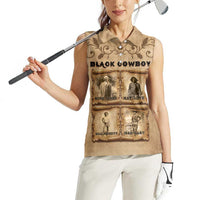 Black Cowboy Women Sleeveless Polo Shirt Melanin Black History Western Grunge - Wonder Print Shop