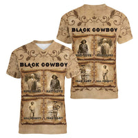 Black Cowboy Women V-Neck T-Shirt Melanin Black History Western Grunge - Wonder Print Shop