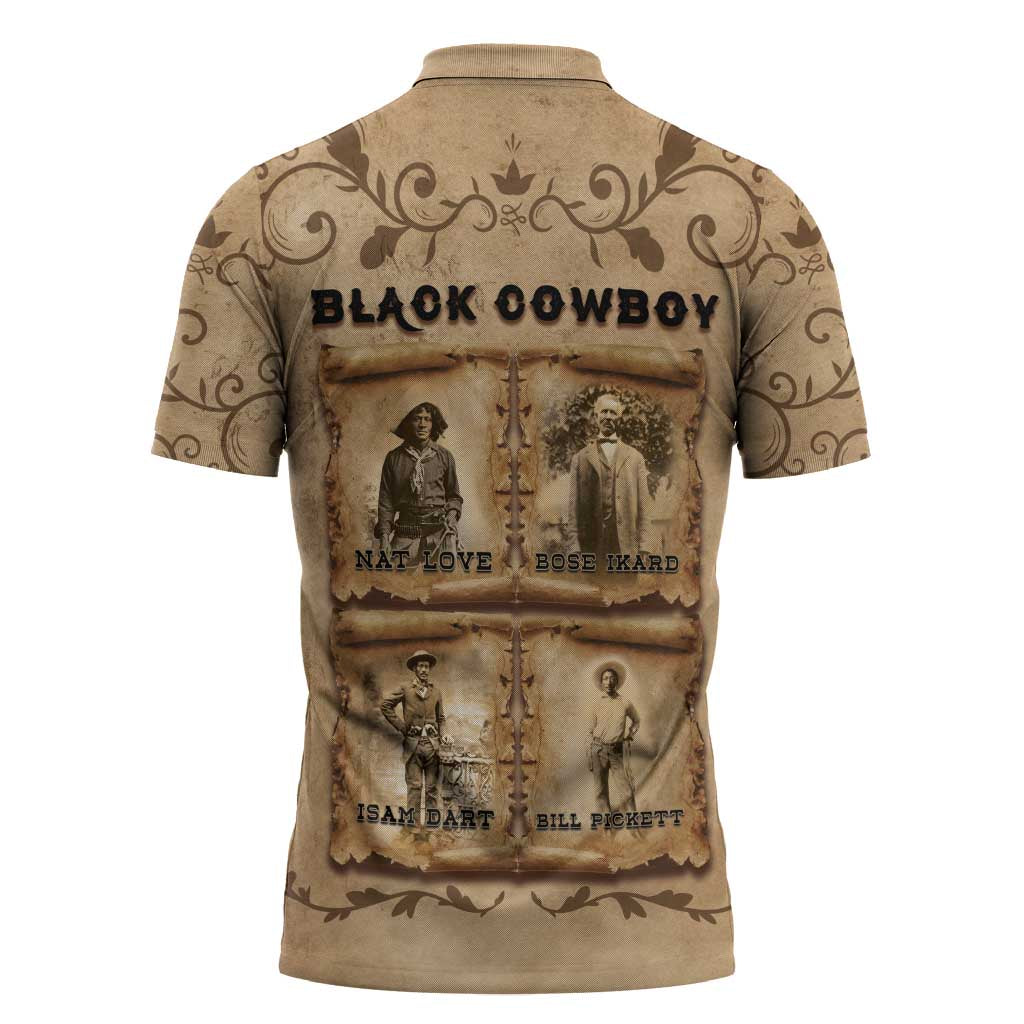 Black Cowboy Zipper Polo Shirt Melanin Black History Western Grunge - Wonder Print Shop