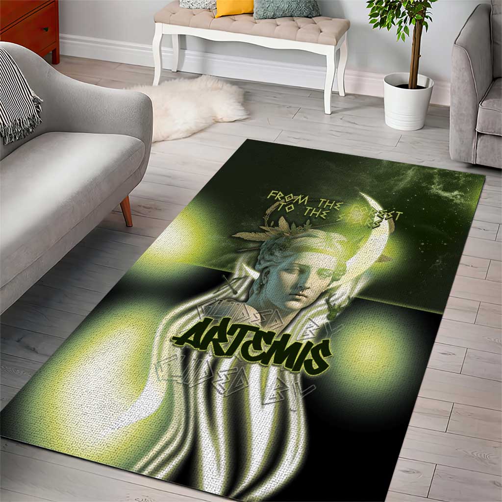 Ancient Greek Artemis Area Rug Goddess Of The Moon - Wonder Print Shop