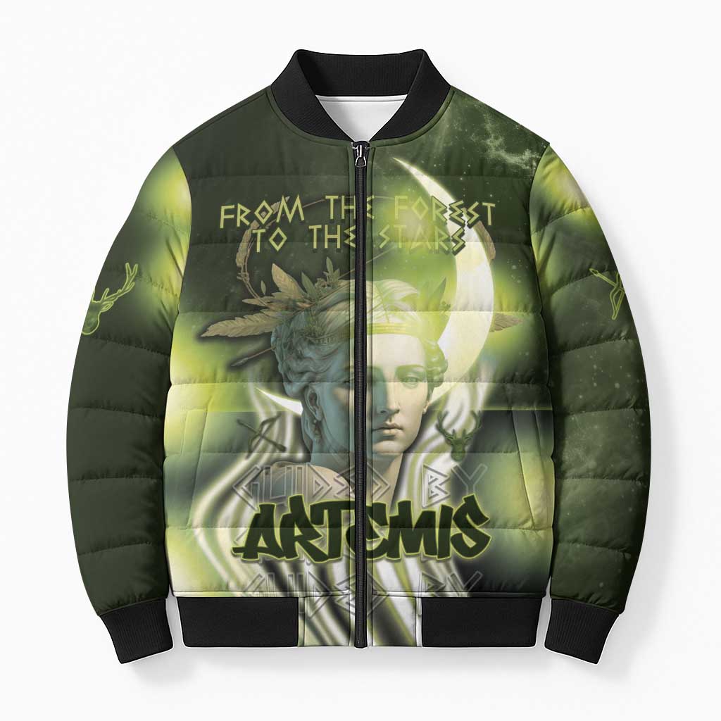 Ancient Greek Artemis Bomber Puffer Jacket Goddess Of The Moon - Wonder Print Shop