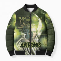 Ancient Greek Artemis Bomber Puffer Jacket Goddess Of The Moon - Wonder Print Shop