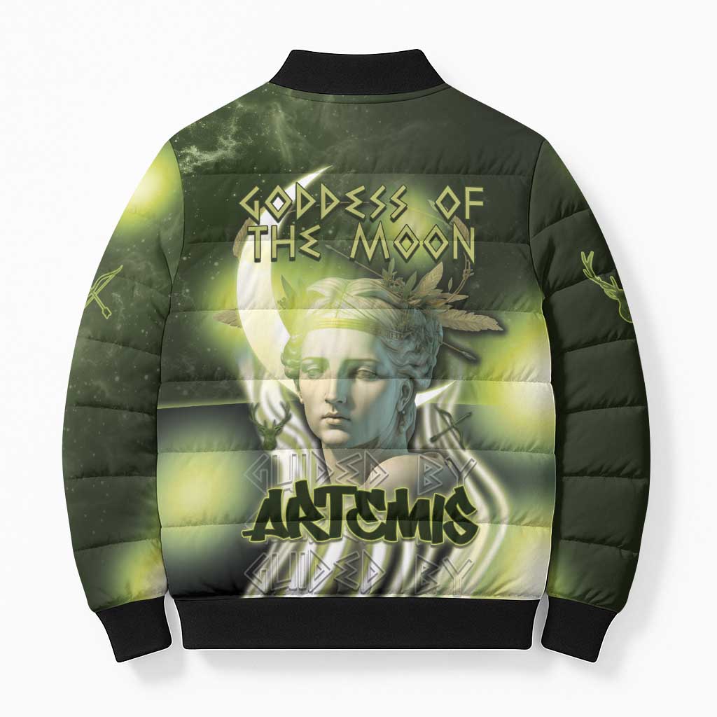 Ancient Greek Artemis Bomber Puffer Jacket Goddess Of The Moon - Wonder Print Shop