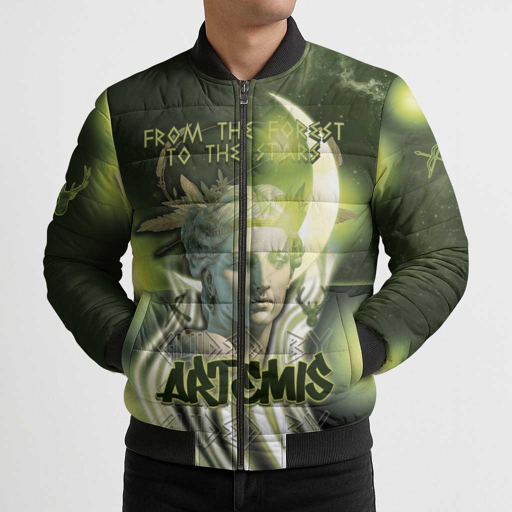 Ancient Greek Artemis Bomber Puffer Jacket Goddess Of The Moon - Wonder Print Shop