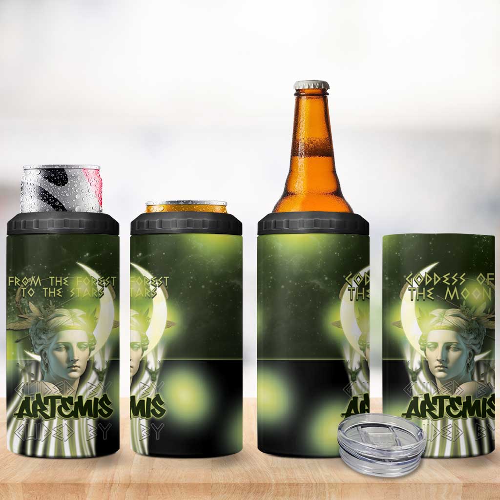 Ancient Greek Artemis 4 in 1 Can Cooler Tumbler Goddess Of The Moon - Wonder Print Shop
