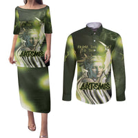 Ancient Greek Artemis Couples Matching Puletasi and Long Sleeve Button Shirt Goddess Of The Moon - Wonder Print Shop