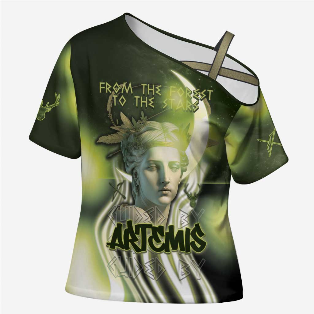 Ancient Greek Artemis Cross Shoulder Shirt Goddess Of The Moon - Wonder Print Shop