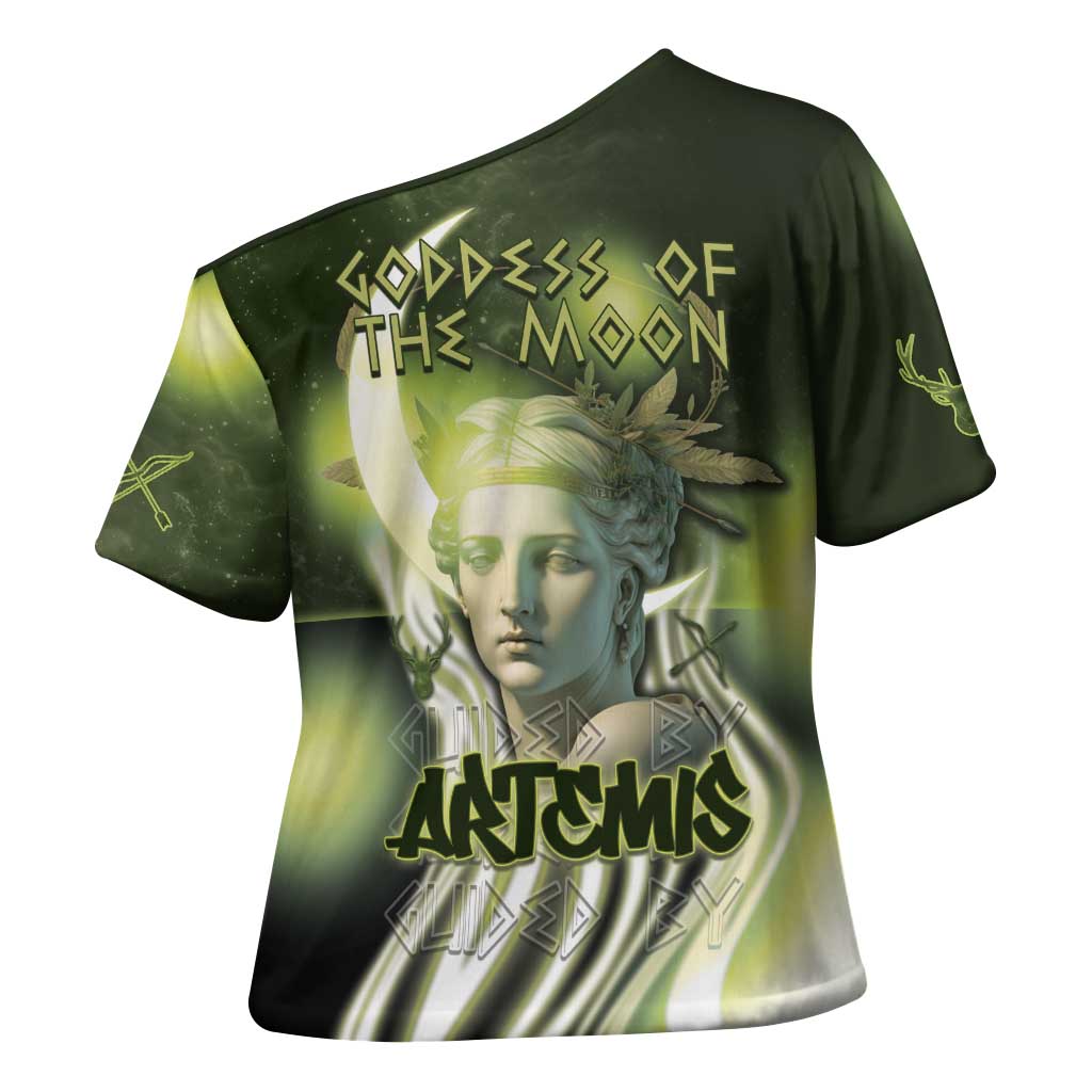 Ancient Greek Artemis Cross Shoulder Shirt Goddess Of The Moon - Wonder Print Shop