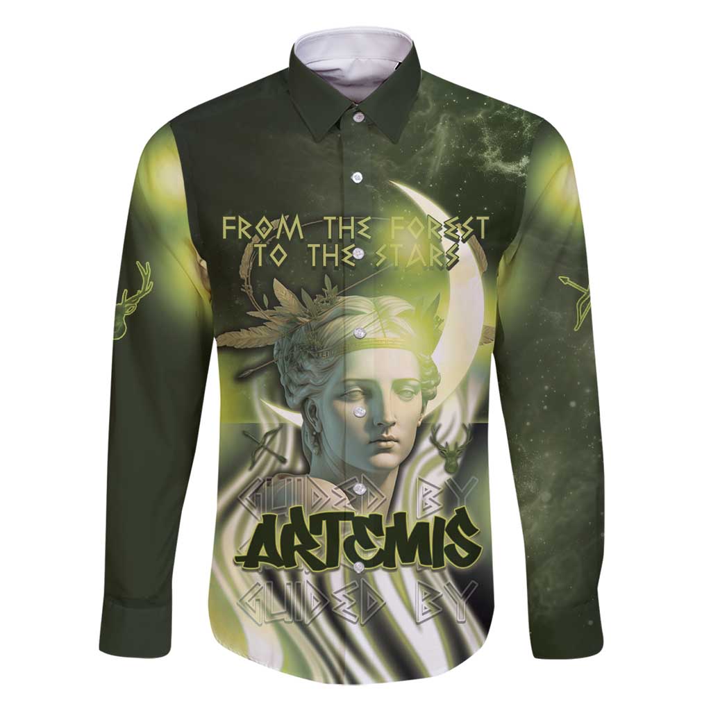 Ancient Greek Artemis Family Matching Long Sleeve Bodycon Dress and Hawaiian Shirt Goddess Of The Moon - Wonder Print Shop