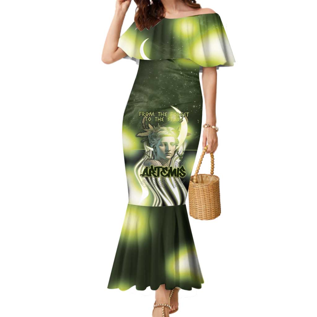 Ancient Greek Artemis Family Matching Mermaid Dress and Hawaiian Shirt Goddess Of The Moon - Wonder Print Shop