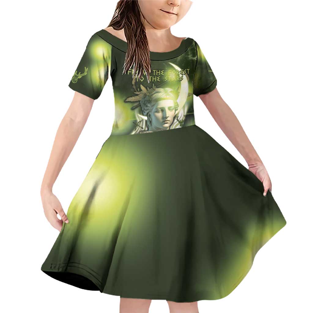 Ancient Greek Artemis Family Matching Off Shoulder Short Dress and Hawaiian Shirt Goddess Of The Moon - Wonder Print Shop