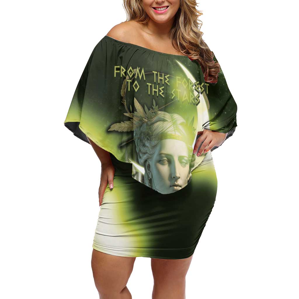 Ancient Greek Artemis Family Matching Off Shoulder Short Dress and Hawaiian Shirt Goddess Of The Moon - Wonder Print Shop