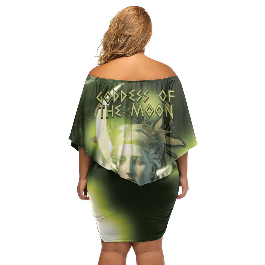 Ancient Greek Artemis Family Matching Off Shoulder Short Dress and Hawaiian Shirt Goddess Of The Moon - Wonder Print Shop