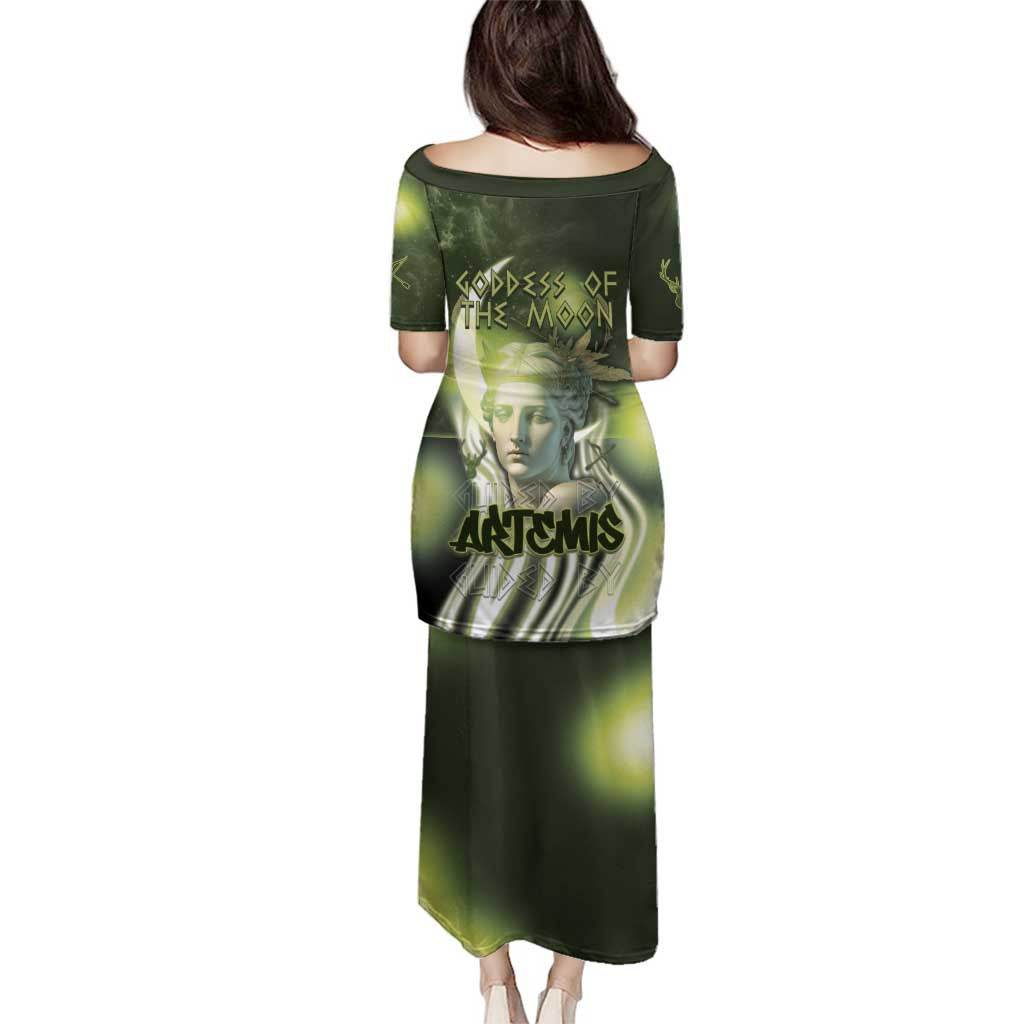 Ancient Greek Artemis Family Matching Puletasi and Hawaiian Shirt Goddess Of The Moon - Wonder Print Shop