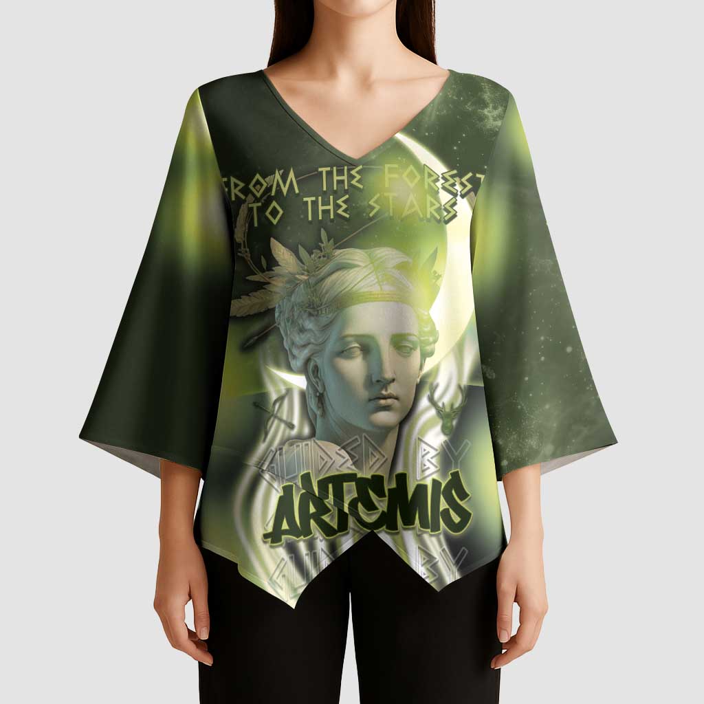 Ancient Greek Artemis Kimono Sleeve Blouse Goddess Of The Moon - Wonder Print Shop