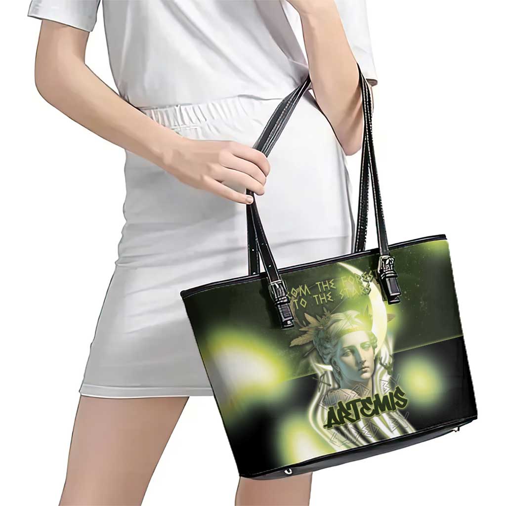 Ancient Greek Artemis Leather Tote Bag Goddess Of The Moon - Wonder Print Shop