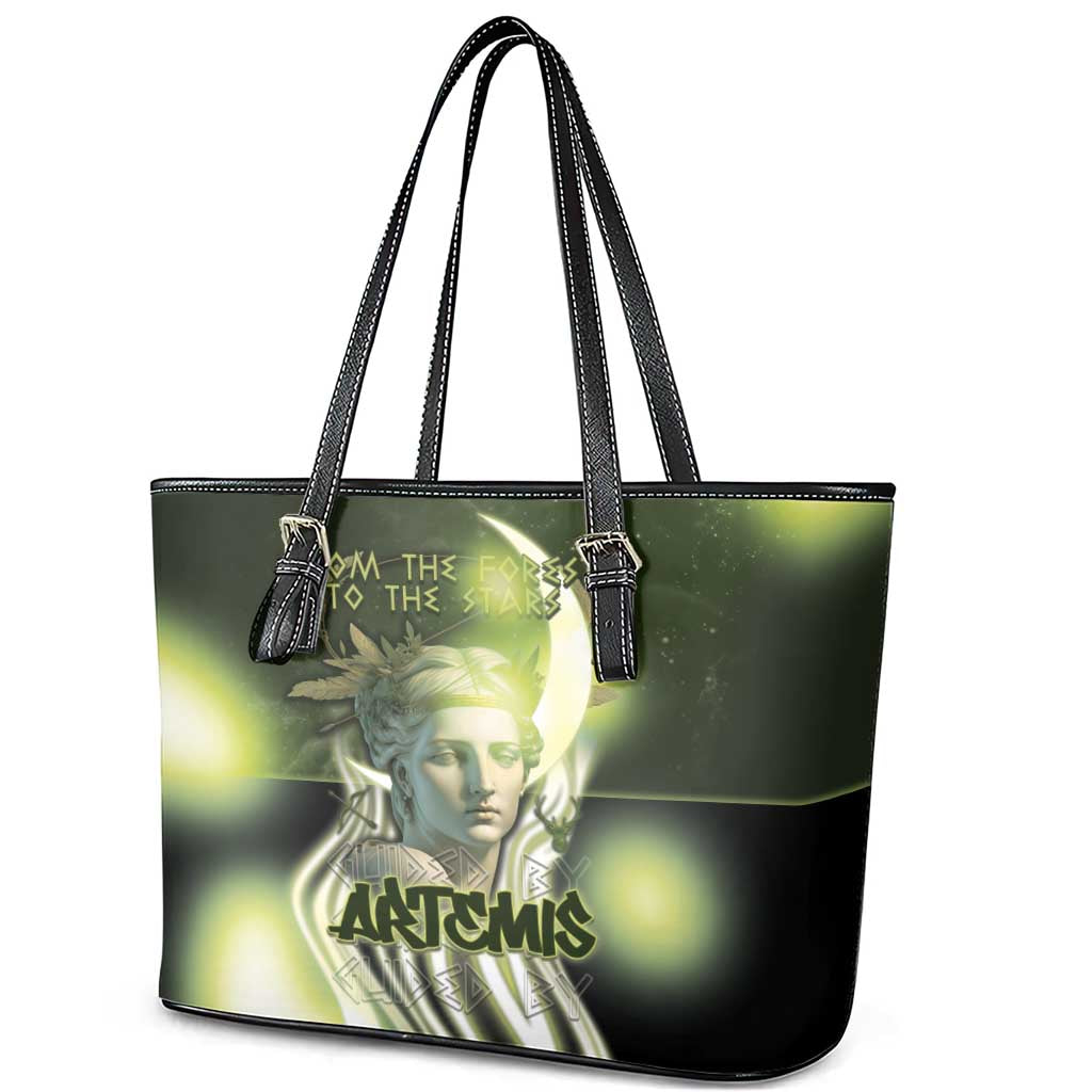 Ancient Greek Artemis Leather Tote Bag Goddess Of The Moon - Wonder Print Shop