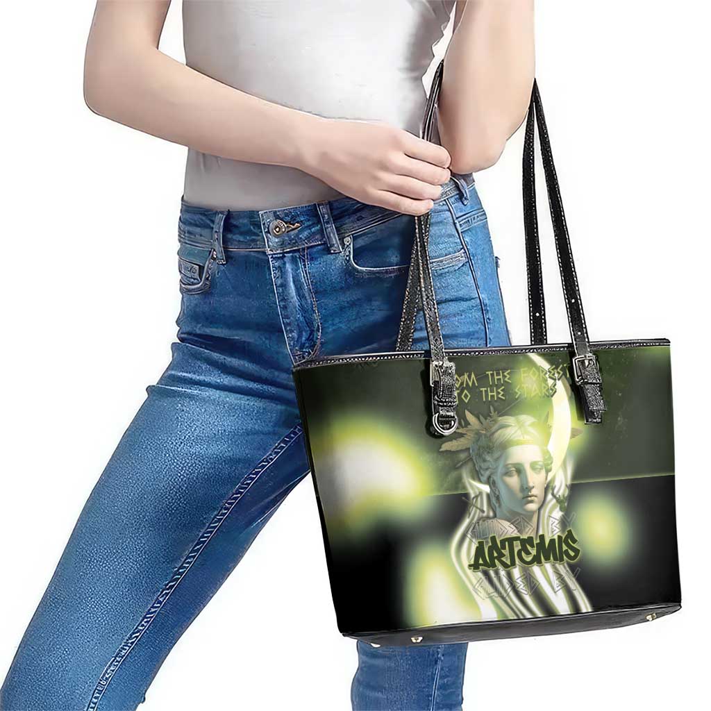 Ancient Greek Artemis Leather Tote Bag Goddess Of The Moon - Wonder Print Shop