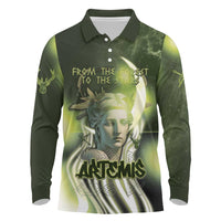 Ancient Greek Artemis Long Sleeve Polo Shirt Goddess Of The Moon - Wonder Print Shop