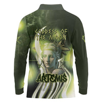 Ancient Greek Artemis Long Sleeve Polo Shirt Goddess Of The Moon - Wonder Print Shop