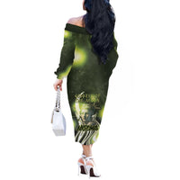 Ancient Greek Artemis Off The Shoulder Long Sleeve Dress Goddess Of The Moon - Wonder Print Shop