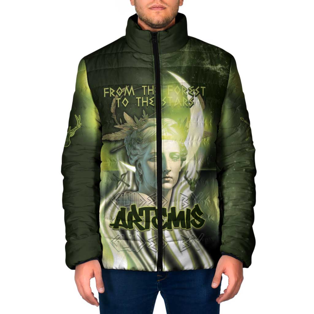 Ancient Greek Artemis Padded Jacket Goddess Of The Moon - Wonder Print Shop