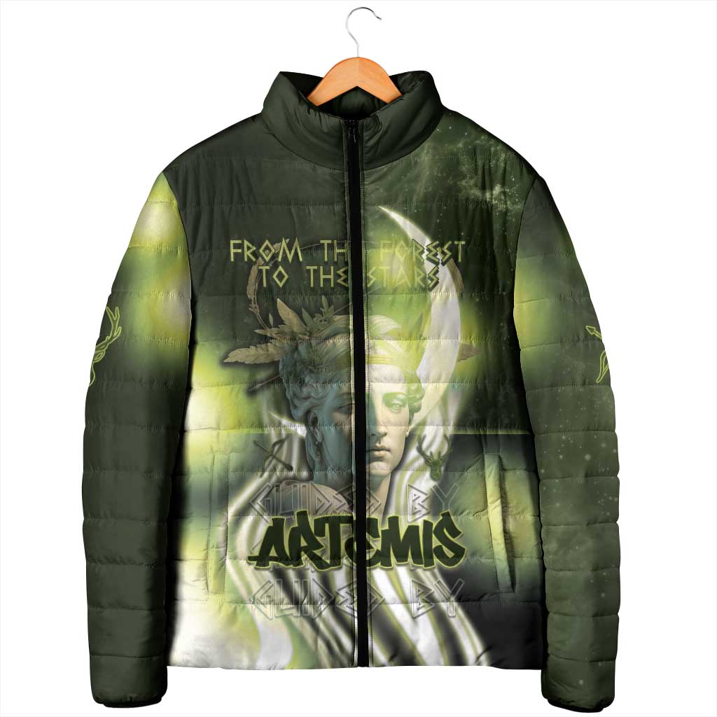 Ancient Greek Artemis Padded Jacket Goddess Of The Moon - Wonder Print Shop