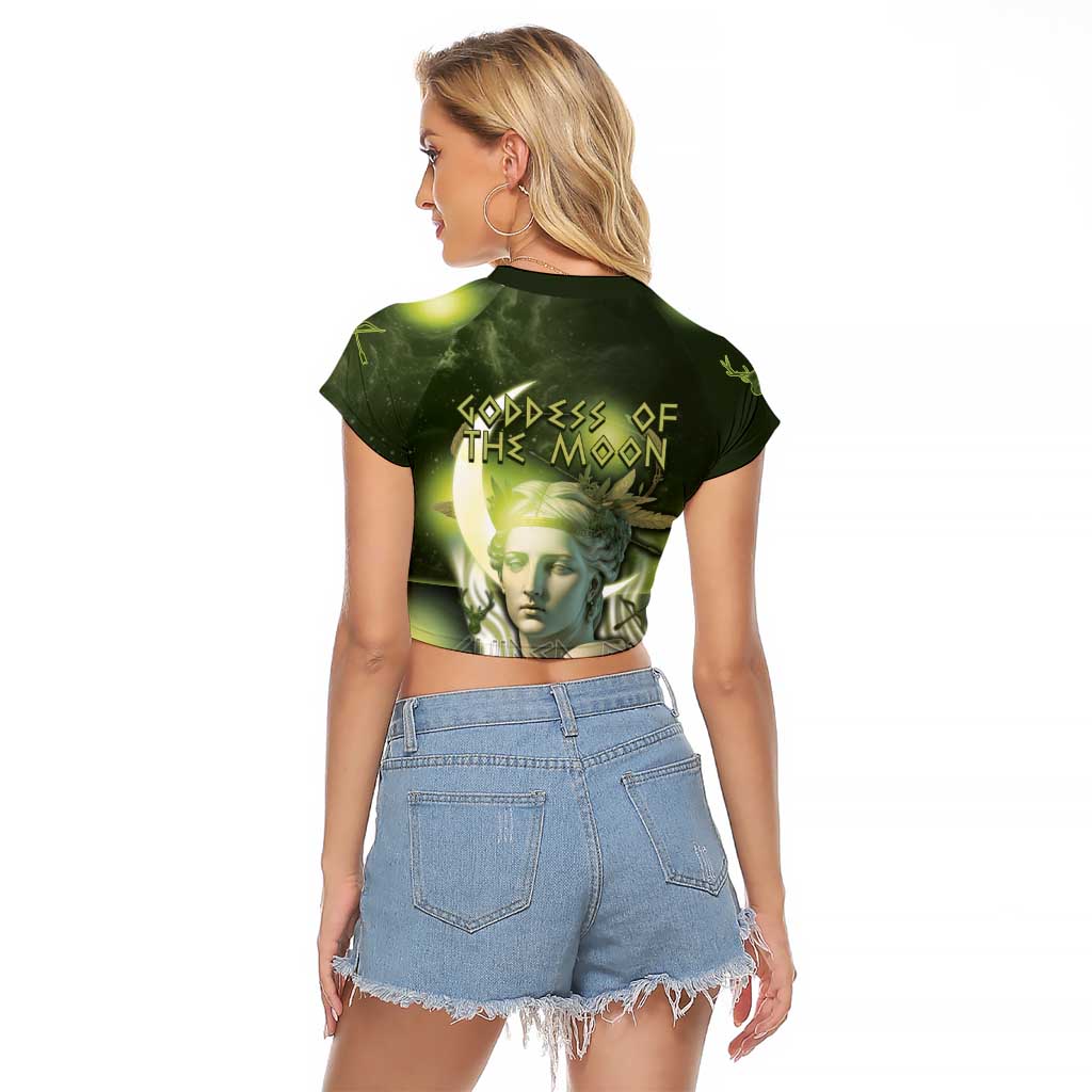 Ancient Greek Artemis Raglan Cropped T Shirt Goddess Of The Moon - Wonder Print Shop