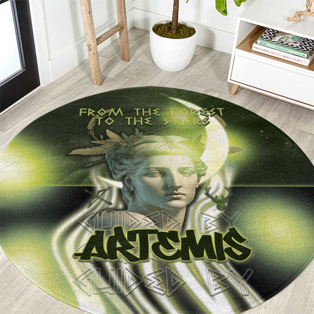 Ancient Greek Artemis Round Carpet Goddess Of The Moon - Wonder Print Shop