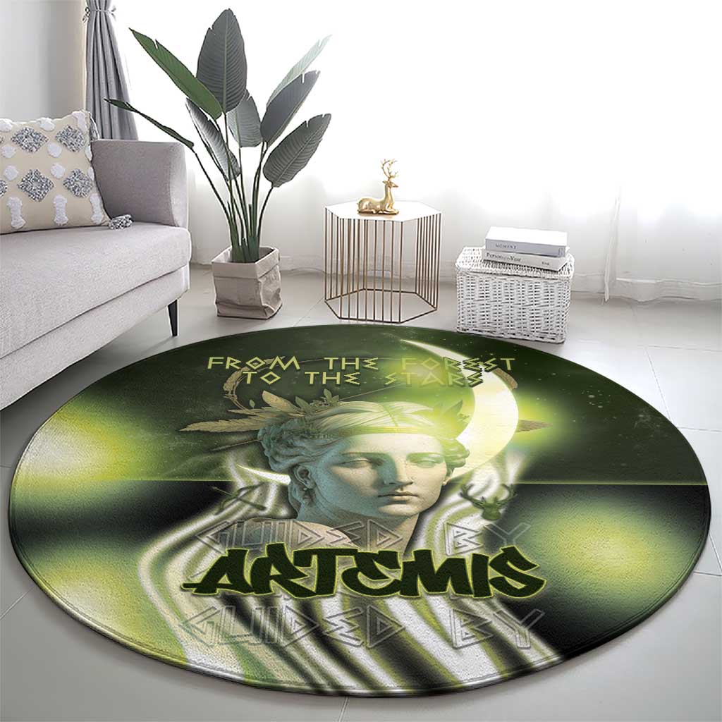 Ancient Greek Artemis Round Carpet Goddess Of The Moon - Wonder Print Shop