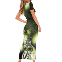 Ancient Greek Artemis Short Sleeve Bodycon Dress Goddess Of The Moon - Wonder Print Shop