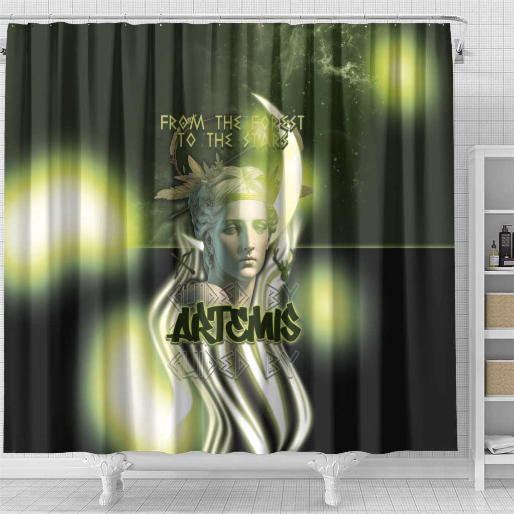 Ancient Greek Artemis Shower Curtain Goddess Of The Moon - Wonder Print Shop