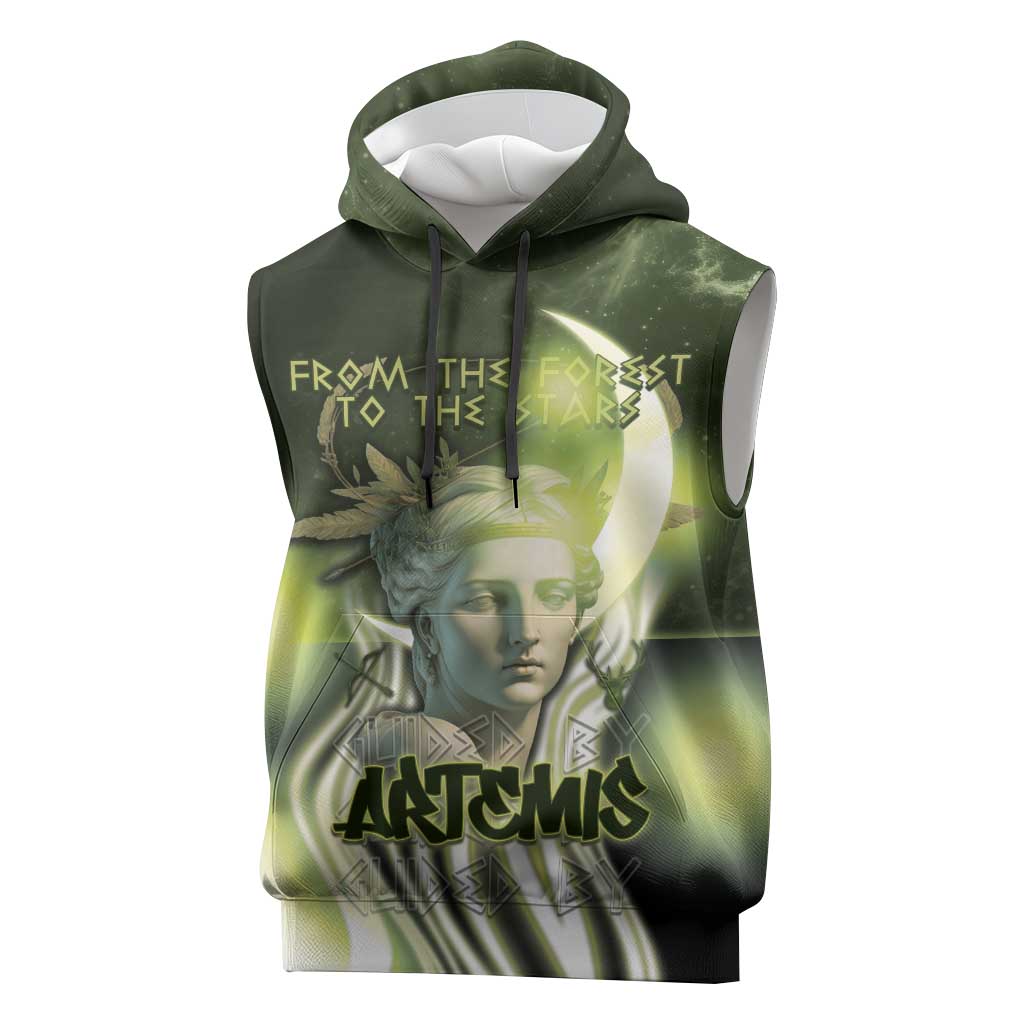 Ancient Greek Artemis Sleeveless Hoodie Goddess Of The Moon - Wonder Print Shop