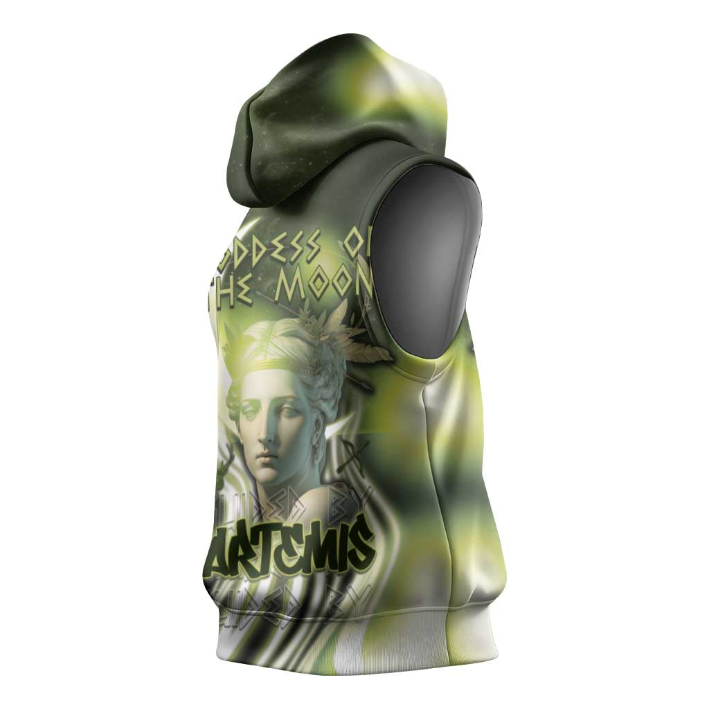 Ancient Greek Artemis Sleeveless Hoodie Goddess Of The Moon - Wonder Print Shop