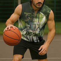 Ancient Greek Artemis Sleeveless Zip Hoodie Goddess Of The Moon - Wonder Print Shop