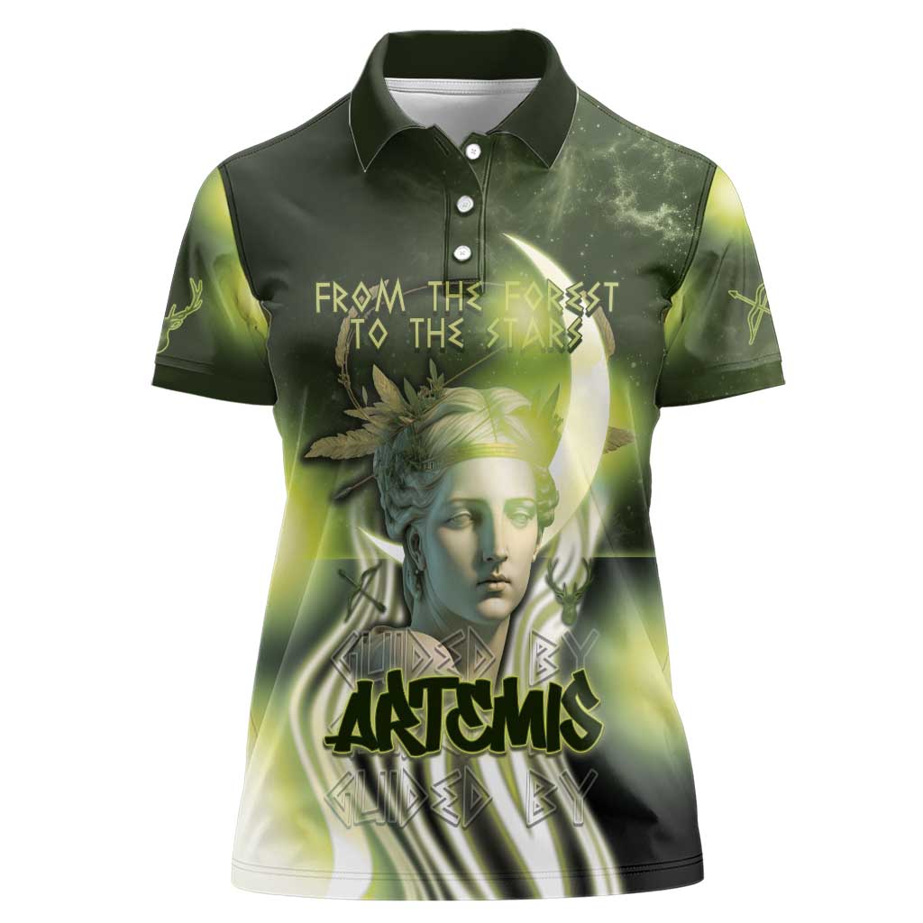 Ancient Greek Artemis Women Polo Shirt Goddess Of The Moon - Wonder Print Shop