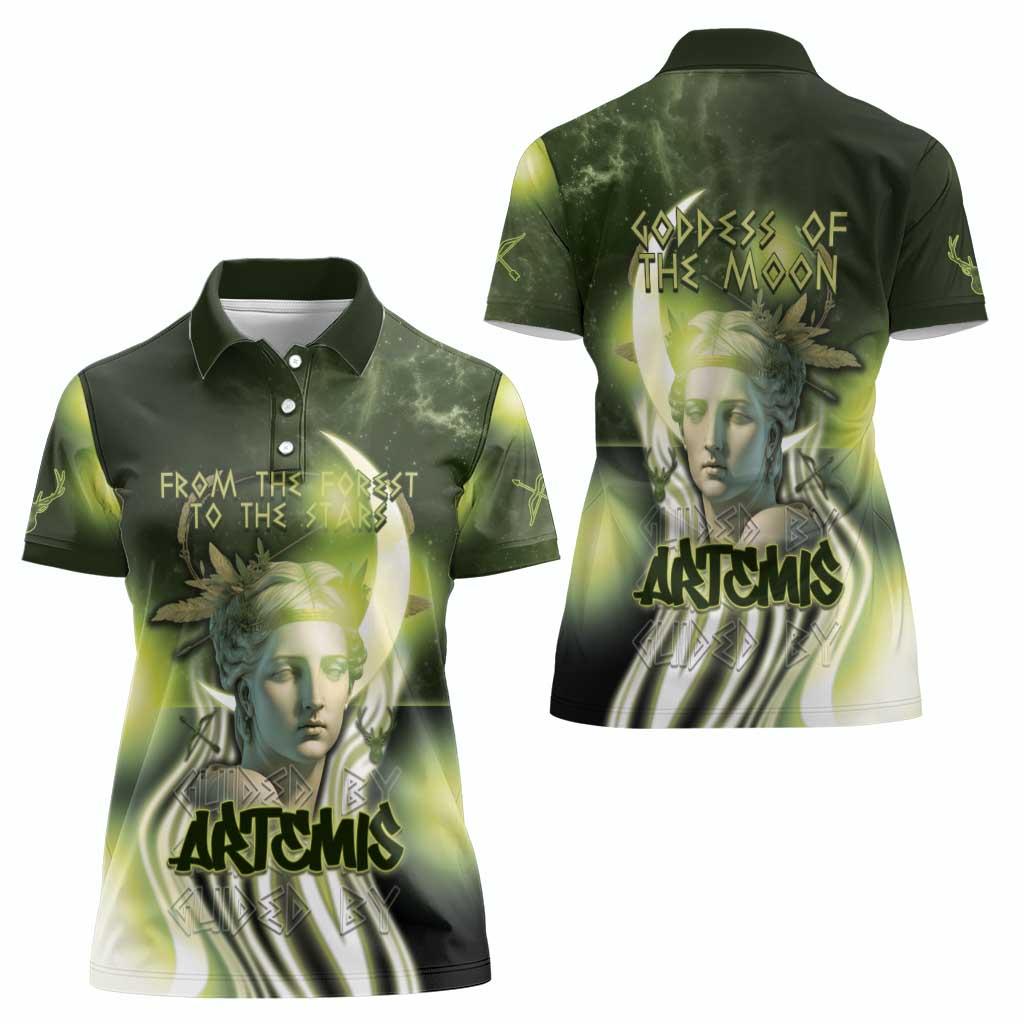 Ancient Greek Artemis Women Polo Shirt Goddess Of The Moon - Wonder Print Shop