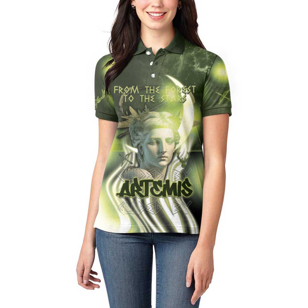 Ancient Greek Artemis Women Polo Shirt Goddess Of The Moon - Wonder Print Shop