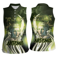 Ancient Greek Artemis Women Sleeveless Polo Shirt Goddess Of The Moon - Wonder Print Shop