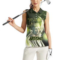 Ancient Greek Artemis Women Sleeveless Polo Shirt Goddess Of The Moon - Wonder Print Shop